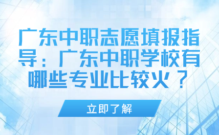 廣東中職學校有哪些專業比較火?