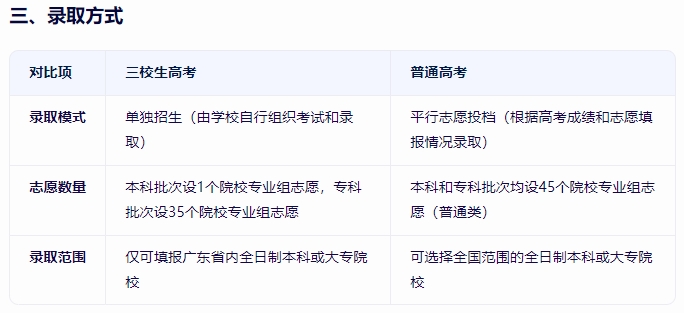 廣東三校生高考和普通高考有什么區別